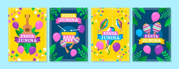 Flat festas juninas cards collection