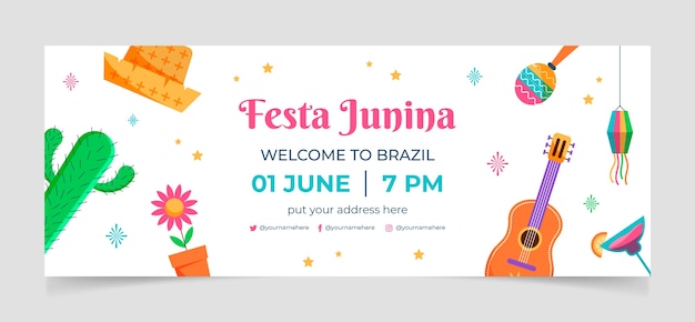 Flat festas juninas facebook cover