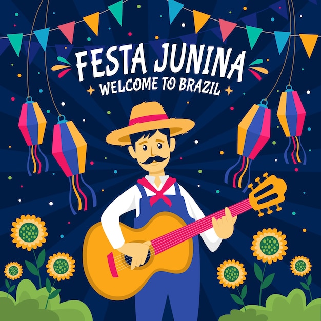 Flat festas juninas illustration