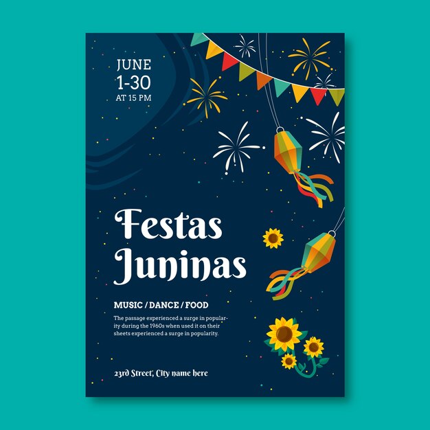 Flat festas juninas invitation card