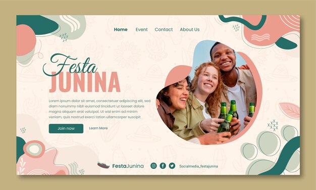 Flat festas juninas landing page template