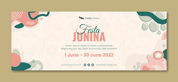 Flat festas juninas social media cover template