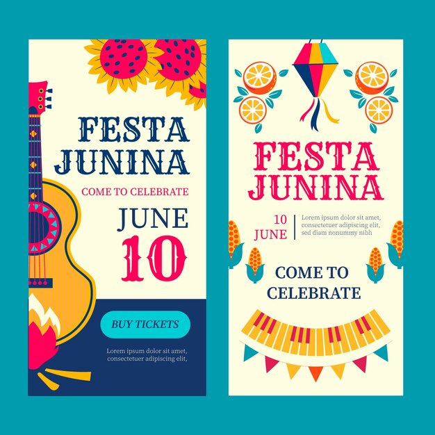 Flat festas juninas vertical banner template