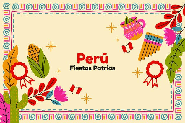 Flat fiestas patrias background with corn and pan flute