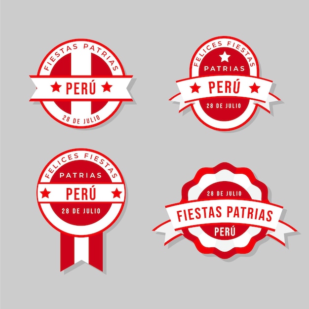 Free Vector flat fiestas patrias de peru badge collection