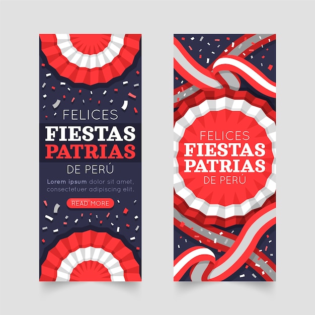 Free vector flat fiestas patrias de peru banners set