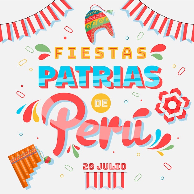 Free Vector flat fiestas patrias de peru illustration