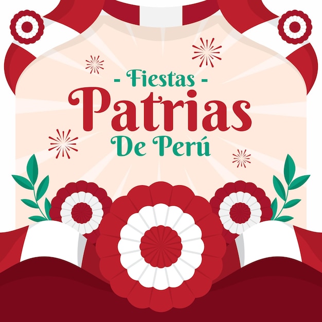 Free vector flat fiestas patrias de peru illustration