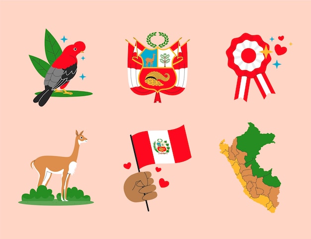 Free Vector flat fiestas patrias elements collection