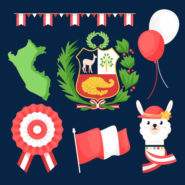 Free Vector flat fiestas patrias elements collection