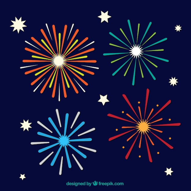 Free Vector flat fireworks pack