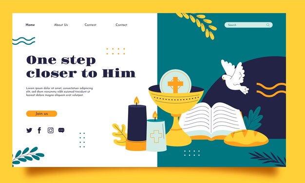 Free Vector flat first communion landing page template