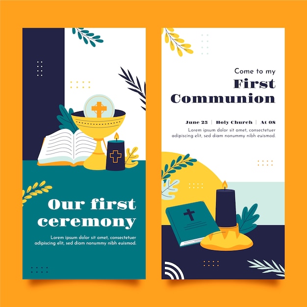 Flat first communion vertical banners set