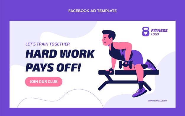 Flat fitness social media promo template