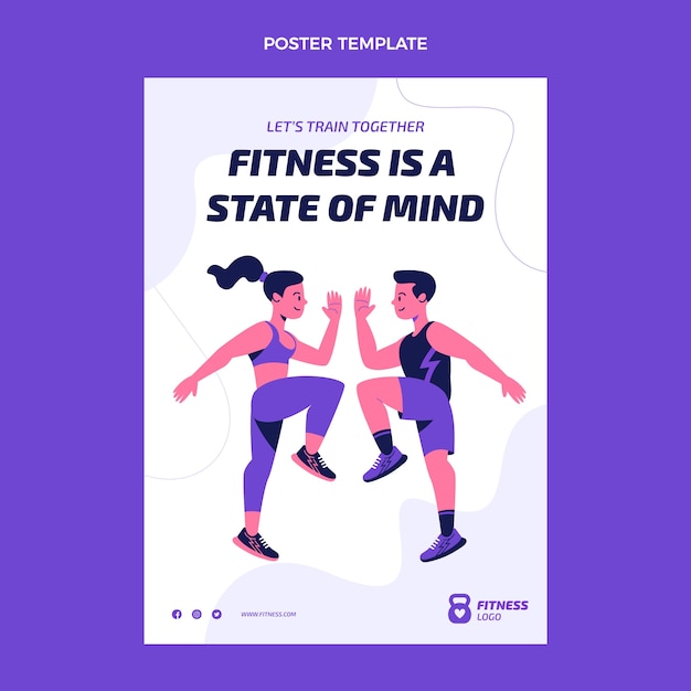 Free Vector flat fitness vertical poster template