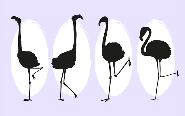 Free Vector flat flamingo silhouettes collection