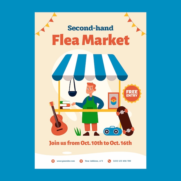 Flat flea market shopping invitation template