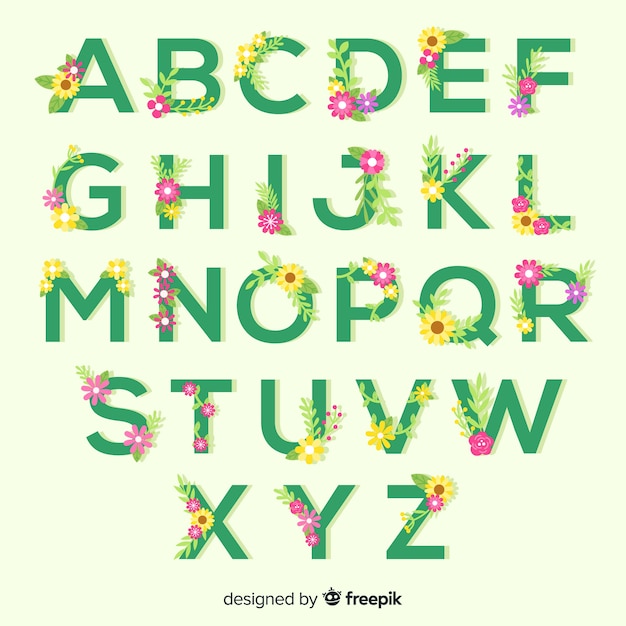 Flat floral alphabet