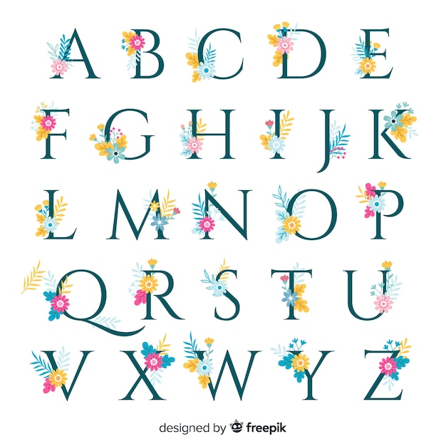 Flat floral alphabet