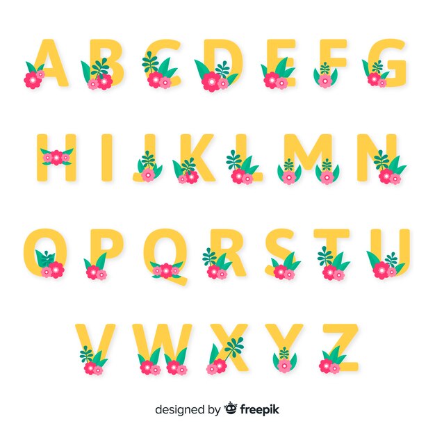 Flat floral alphabet