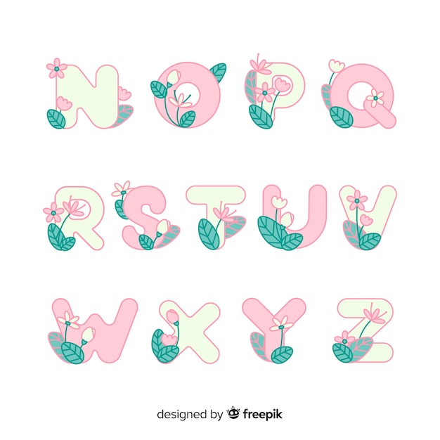 Flat floral alphabet