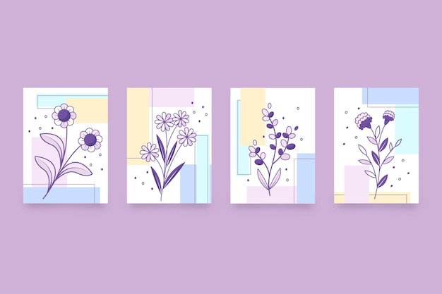 Free Vector flat floral cards collection