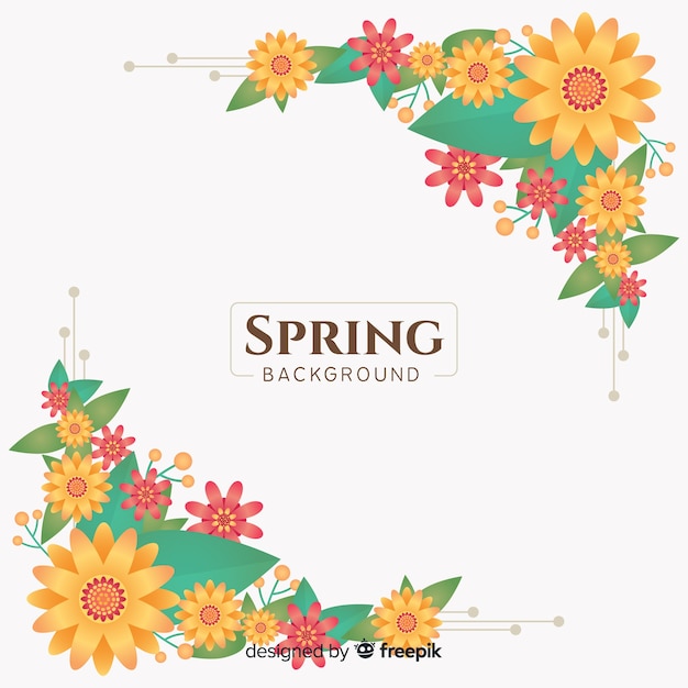 Flat floral corners spring background