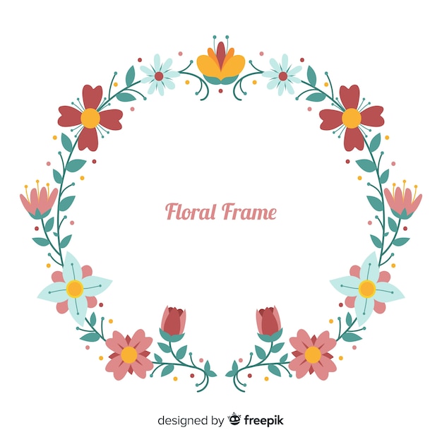 Flat floral frame background