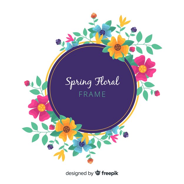 Flat floral frame spring background