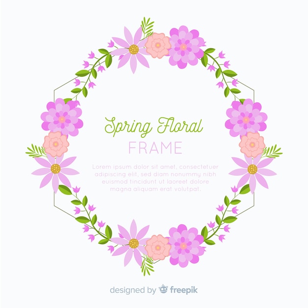 Flat floral frame spring background