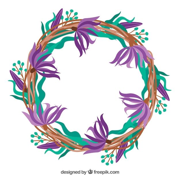 Free Vector flat floral frame with circular style