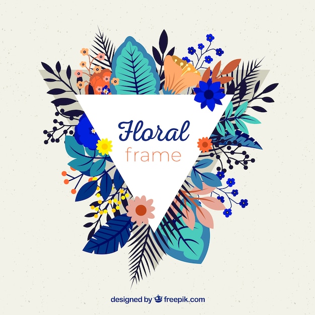 Free Vector flat floral frame with geometric design