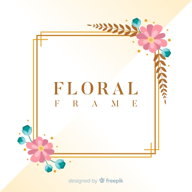 Flat floral frame