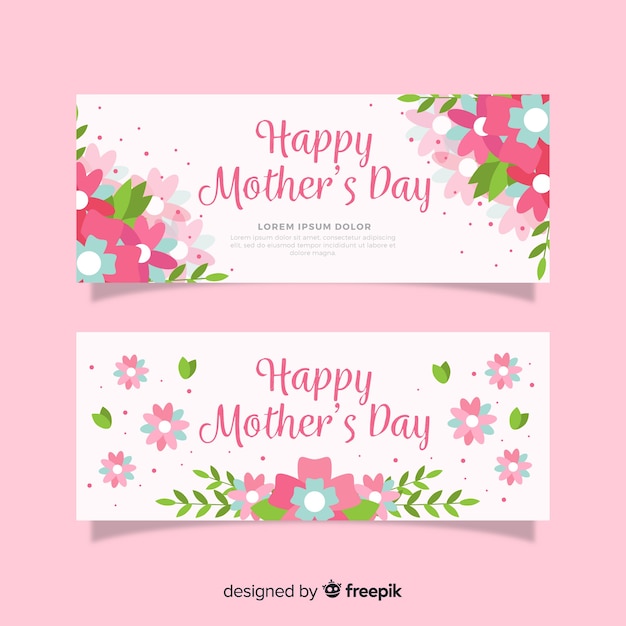 Flat floral mother's day banner