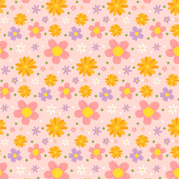 Flat floral pattern design for spring