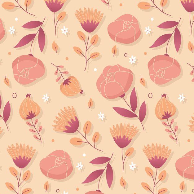 Flat floral pattern in peach tones