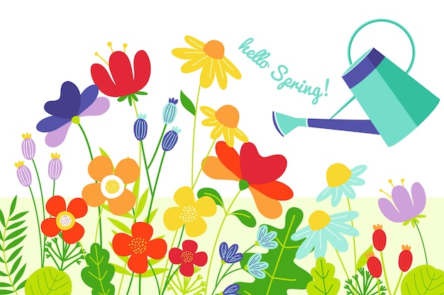 Free Vector flat floral spring background