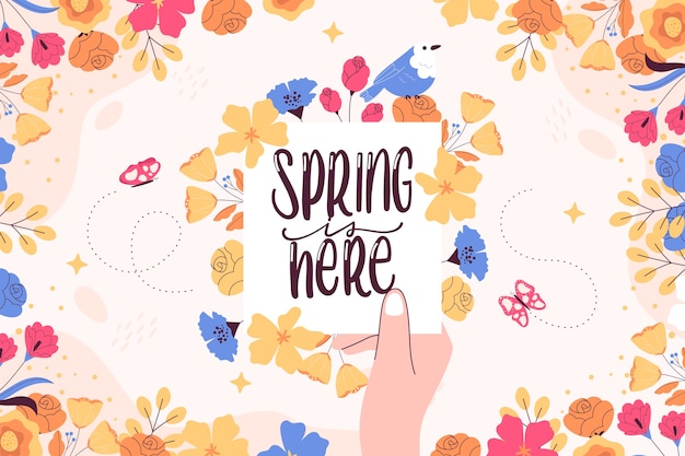 Flat floral spring background