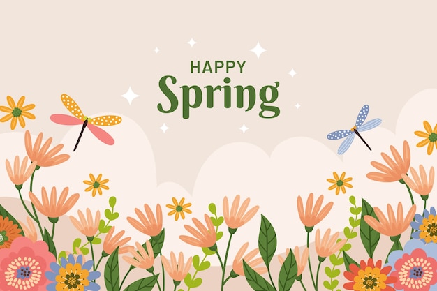 Flat floral spring background