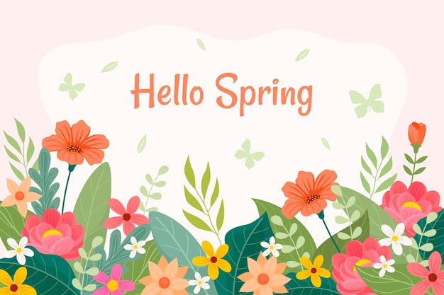 Flat floral spring background