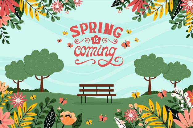 Flat floral spring background