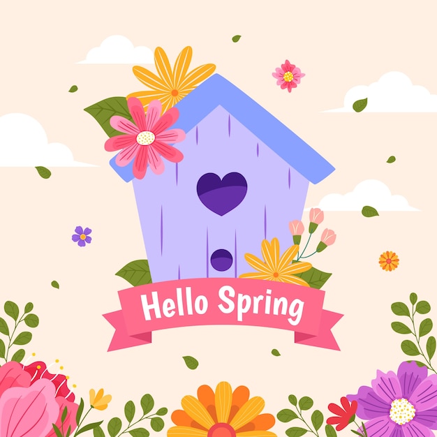 Free Vector flat floral spring illustration