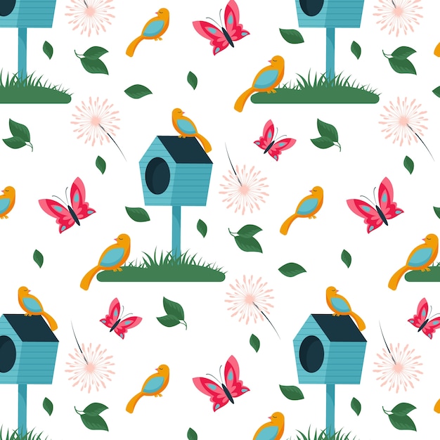 Free vector flat floral spring pattern design