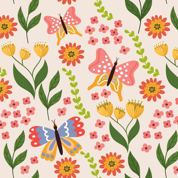 Free vector flat floral spring pattern design