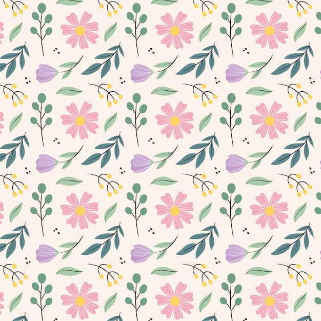 Flat floral spring pattern design