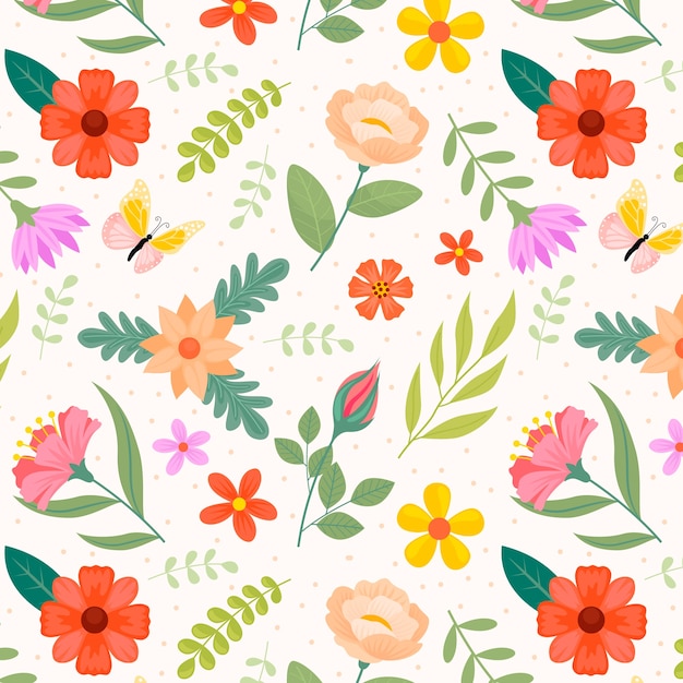 Flat floral spring pattern design