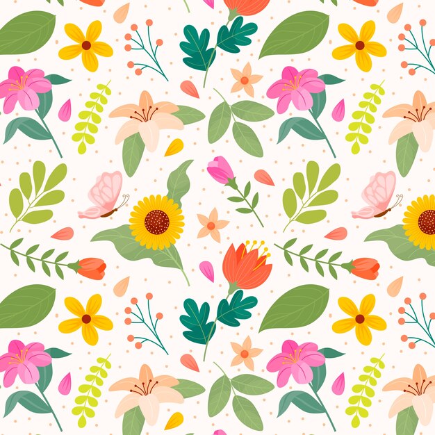 Flat floral spring pattern design