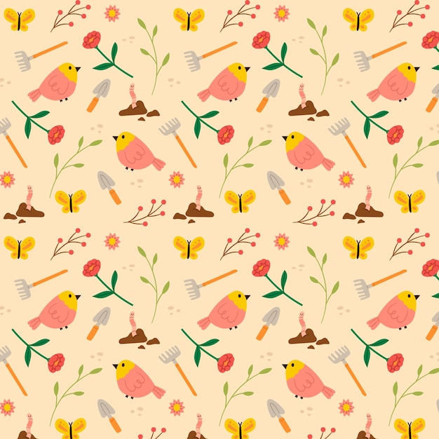 Free Vector flat floral spring pattern design