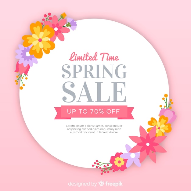 Flat floral spring sale background