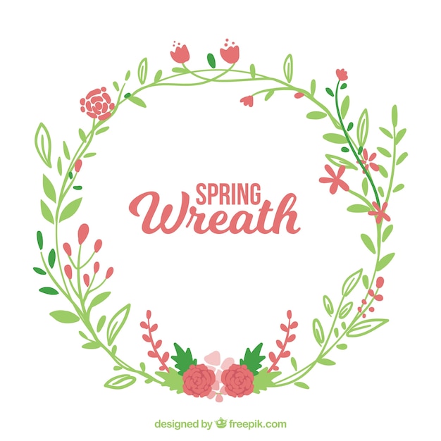 Flat floral wreath for spring